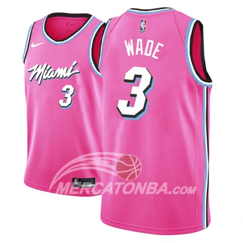 Maglia NBA Miami Heat Dwyane Wade Earned 2018 Rosa